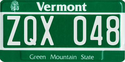 VT license plate ZQX048