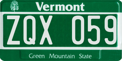 VT license plate ZQX059