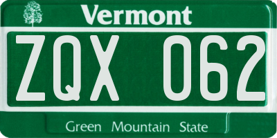 VT license plate ZQX062