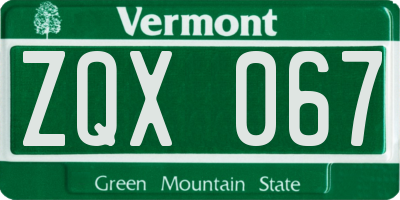 VT license plate ZQX067