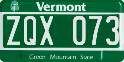 VT license plate ZQX073