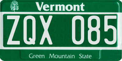 VT license plate ZQX085