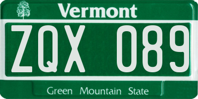 VT license plate ZQX089