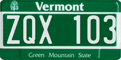 VT license plate ZQX103
