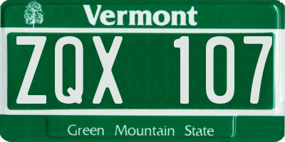 VT license plate ZQX107