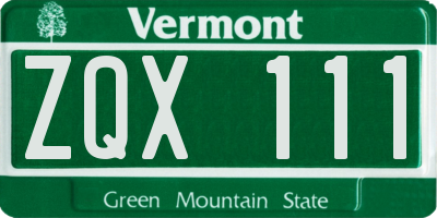 VT license plate ZQX111