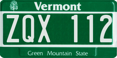 VT license plate ZQX112