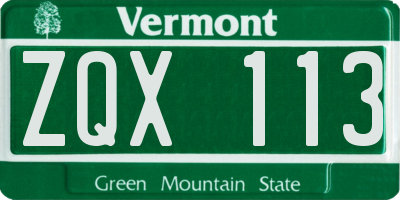 VT license plate ZQX113
