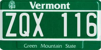 VT license plate ZQX116