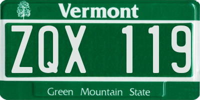 VT license plate ZQX119