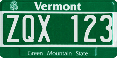 VT license plate ZQX123