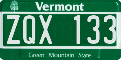 VT license plate ZQX133