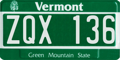 VT license plate ZQX136