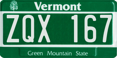 VT license plate ZQX167