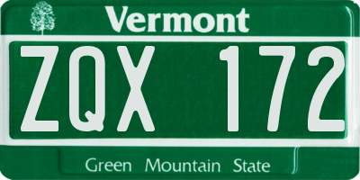 VT license plate ZQX172