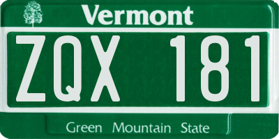 VT license plate ZQX181