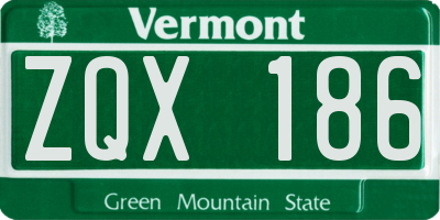 VT license plate ZQX186