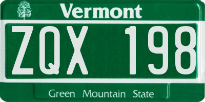 VT license plate ZQX198