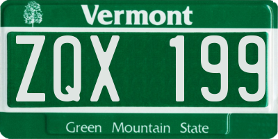 VT license plate ZQX199