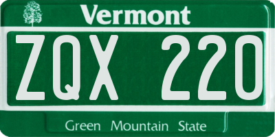 VT license plate ZQX220