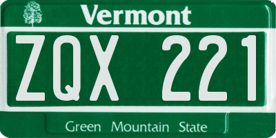 VT license plate ZQX221