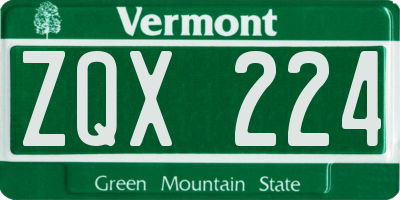 VT license plate ZQX224