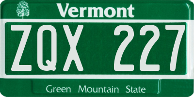 VT license plate ZQX227
