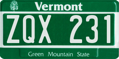 VT license plate ZQX231