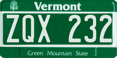 VT license plate ZQX232