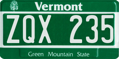 VT license plate ZQX235