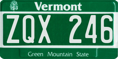 VT license plate ZQX246