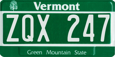 VT license plate ZQX247