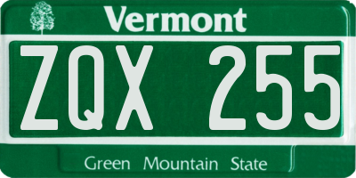 VT license plate ZQX255