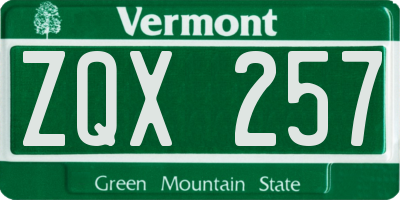 VT license plate ZQX257