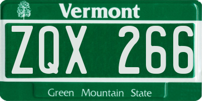 VT license plate ZQX266