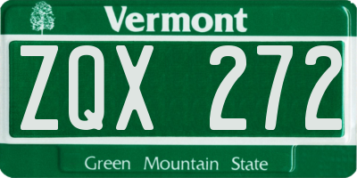 VT license plate ZQX272