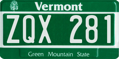 VT license plate ZQX281