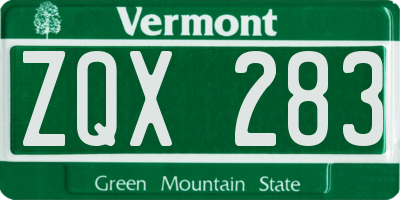 VT license plate ZQX283