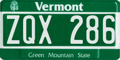 VT license plate ZQX286