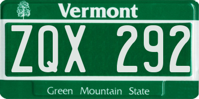 VT license plate ZQX292