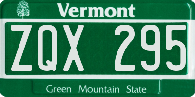 VT license plate ZQX295