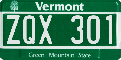 VT license plate ZQX301