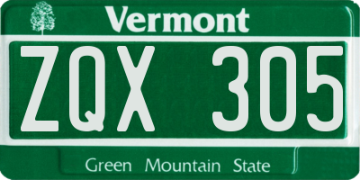 VT license plate ZQX305