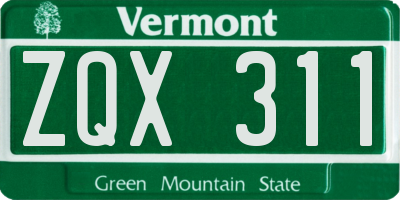 VT license plate ZQX311