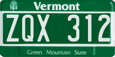 VT license plate ZQX312