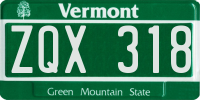 VT license plate ZQX318
