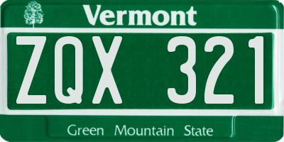 VT license plate ZQX321