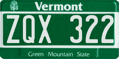 VT license plate ZQX322
