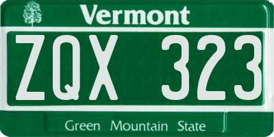 VT license plate ZQX323