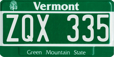 VT license plate ZQX335